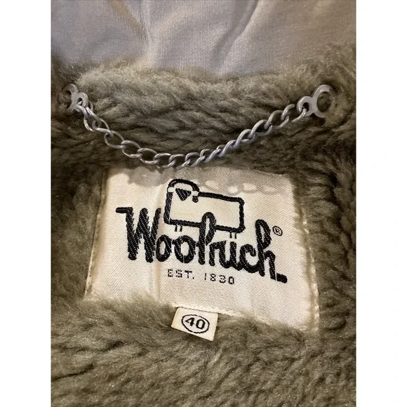 VTG Woolrich Brown Khaki Faux Fur Lined Button Down Winter Coat Mens Sz 40 Parka - Picture 13 of 15